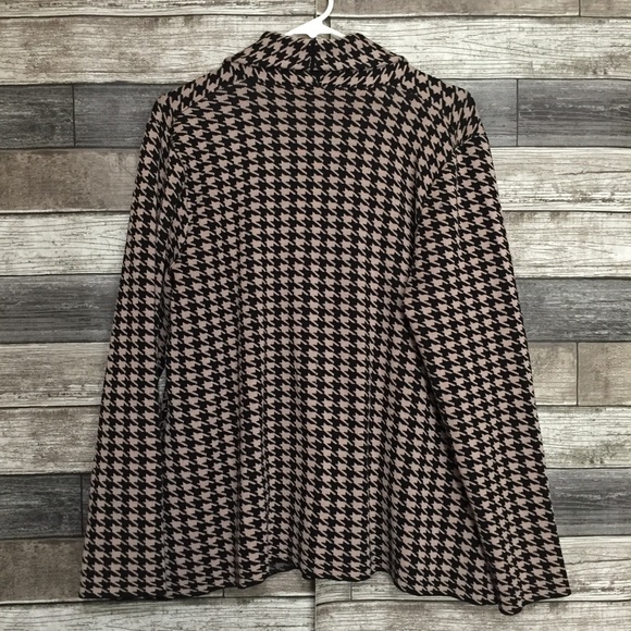 Adrianna Papell Houndstooth Sweater Women’s L Beige Black One Button Pockets - Picture 5 of 9
